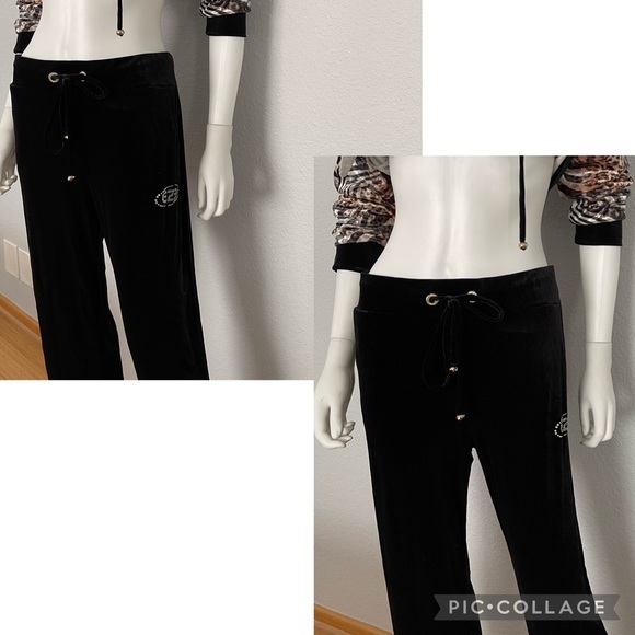 NWT WOMEN VELOUR TRACKSUIT 2PC‎ SET PULLOVER/BLACK PANTS ANIMAL PRINT LOUNGEWEAR - Picture 5 of 10